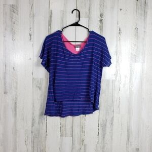 Dots blue pink summer top size large